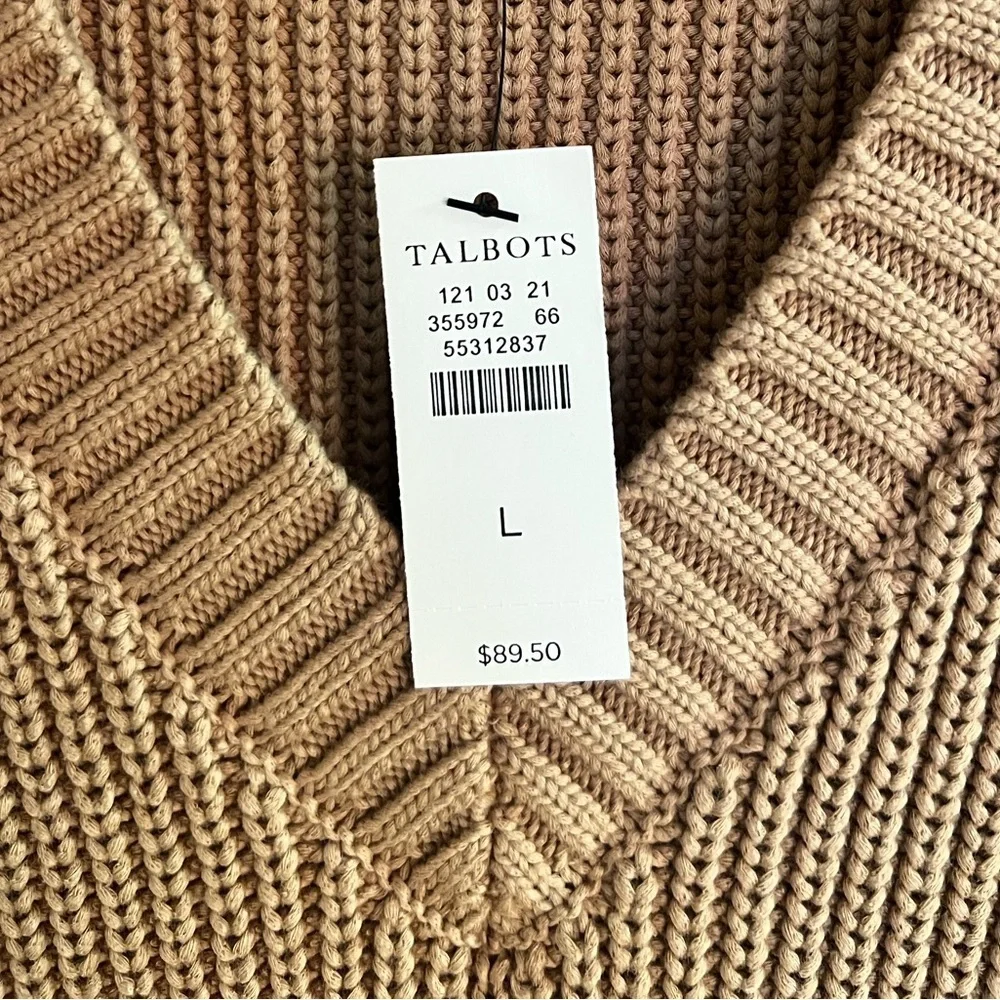 Talbots Tan Sleeveless V-Neck Sweater Sz L NWT